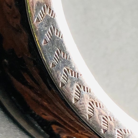 Vtg Peyote Bird Designer Tooled Leather Cuff Bracelet, Sterling Silver, 40.4 Gm - Picture 14 of 15